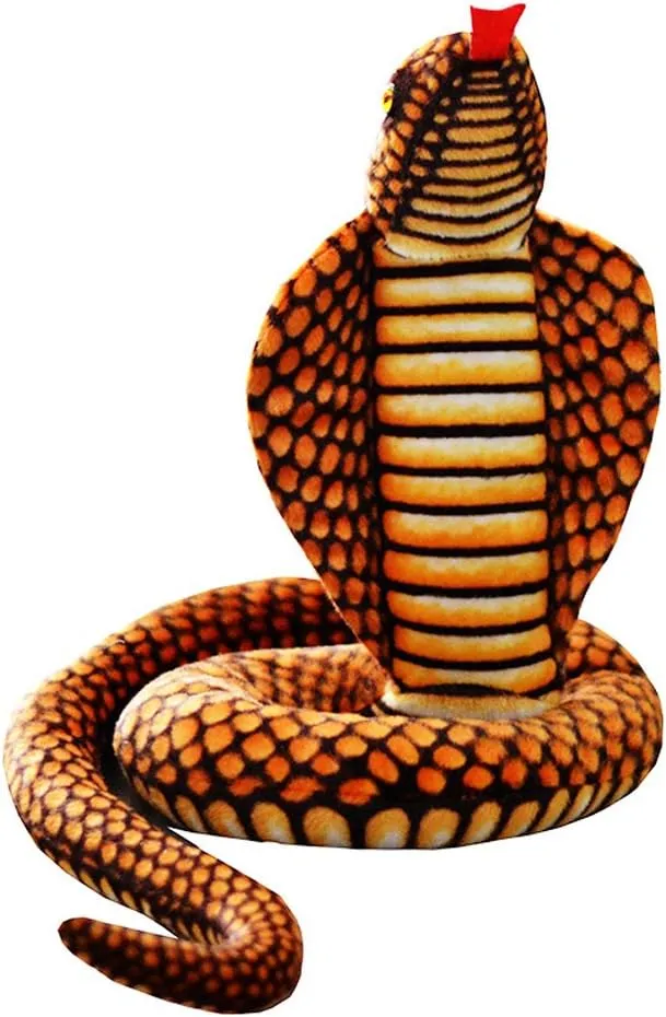 Stuffed Cobra Snake Animal Plush Toy 44 Inches Realistic Long Qamra The Queen Cobra Animal Stuffed Plushies Naja Nivea Cape Cobra Python Stuff Dolls Gifts for Children Kids Boys Girls, 44Inches