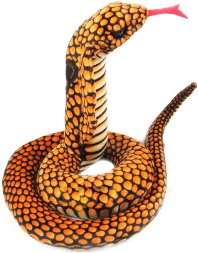 Stuffed Cobra Snake Animal Plush Toy 44 Inches Realistic Long Qamra The Queen Cobra Animal Stuffed Plushies Naja Nivea Cape Cobra Python Stuff Dolls Gifts for Children Kids Boys Girls, 44Inches