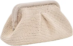 Summer Beach Clutch Purses for Women Woven Crochet Handbags Dumpling Clutch Ruched Cloud Purse Casual Colorblock Bag