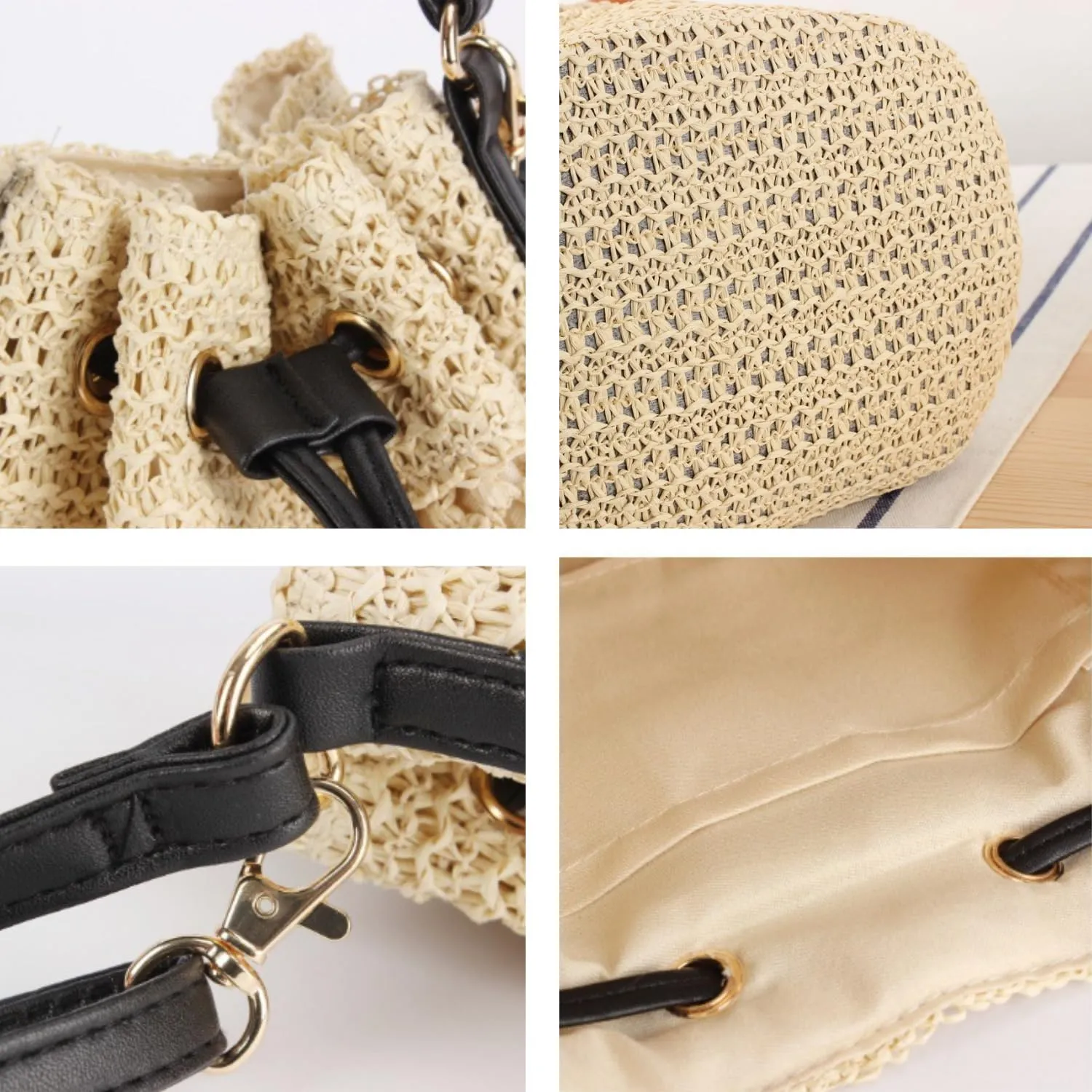Summer Straw Bag: Large Beach Purse, Hand-Woven Vacation Handbag, Vintage Rattan Crossbody for Outdoor,Holidays,Everyday