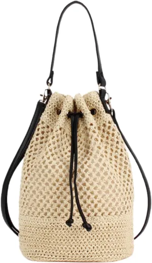 Summer Straw Bag: Large Beach Purse, Hand-Woven Vacation Handbag, Vintage Rattan Crossbody for Outdoor,Holidays,Everyday