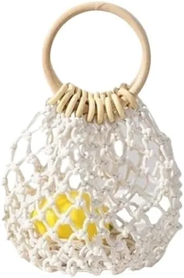 Summer Straw Woven Beach Bag Rattan Ladies Purses Handbag Wrist Pack Women Handle Female Bucket Tote Bags Knit Travel Bags