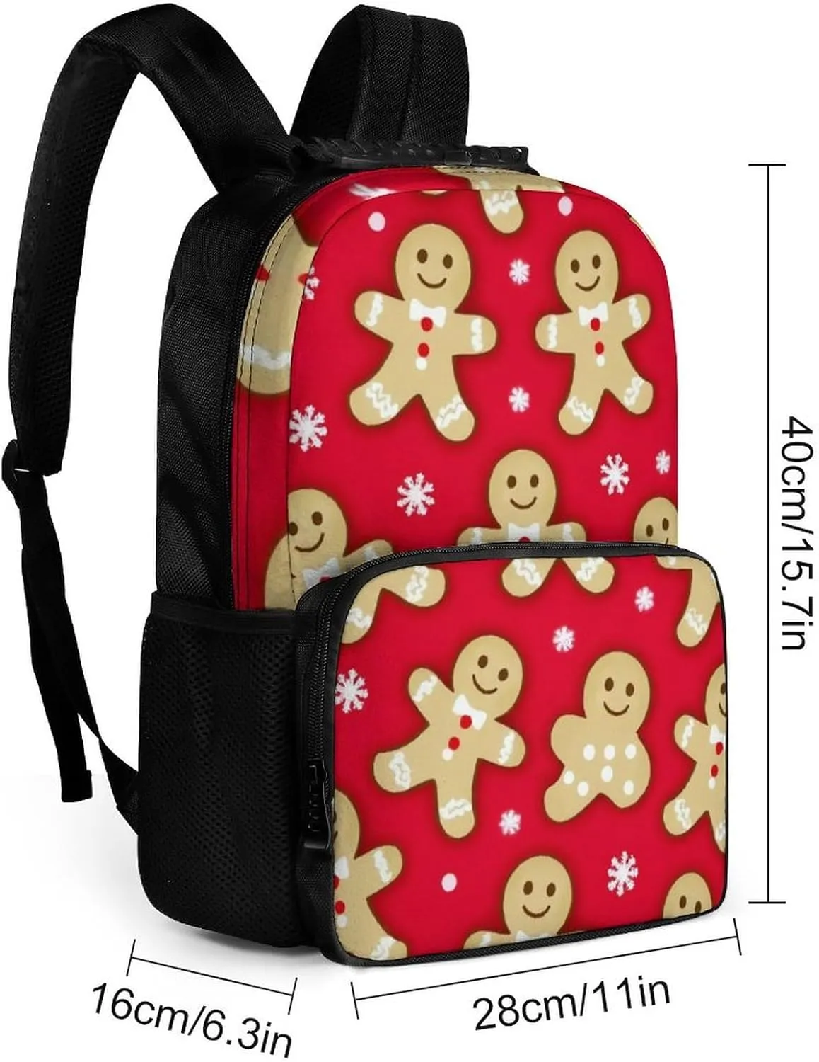 Supdreamc Lightweight Daypack Backpack for Sports Travel Running - Large Capacity Multipurpose Anti-Theft Bookbag, Christmas Red Polka Dots Snowflakes Gingerbread Cookies Laptop Backpack Daypack
