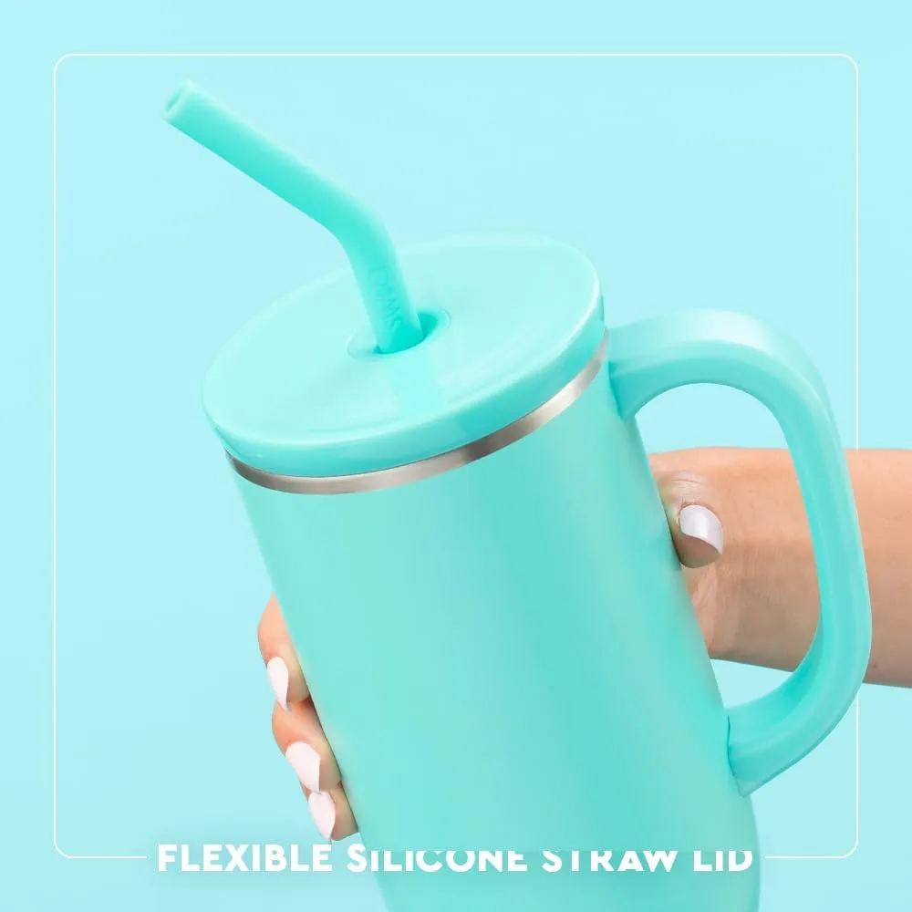 Swig Life 30oz Mega Mug, 30 oz Tumbler with Handle and Straw, Cup Holder Friendly, Dishwasher Safe, Extra Large Insulated Tumbler, Stainless Steel Checkered Water Bottle (Check Mate)