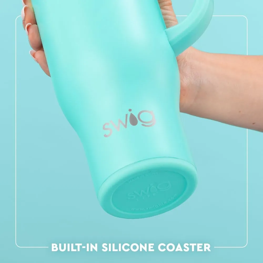 Swig Life 30oz Mega Mug, 30 oz Tumbler with Handle and Straw, Cup Holder Friendly, Dishwasher Safe, Extra Large Insulated Tumbler, Stainless Steel Checkered Water Bottle (Check Mate)