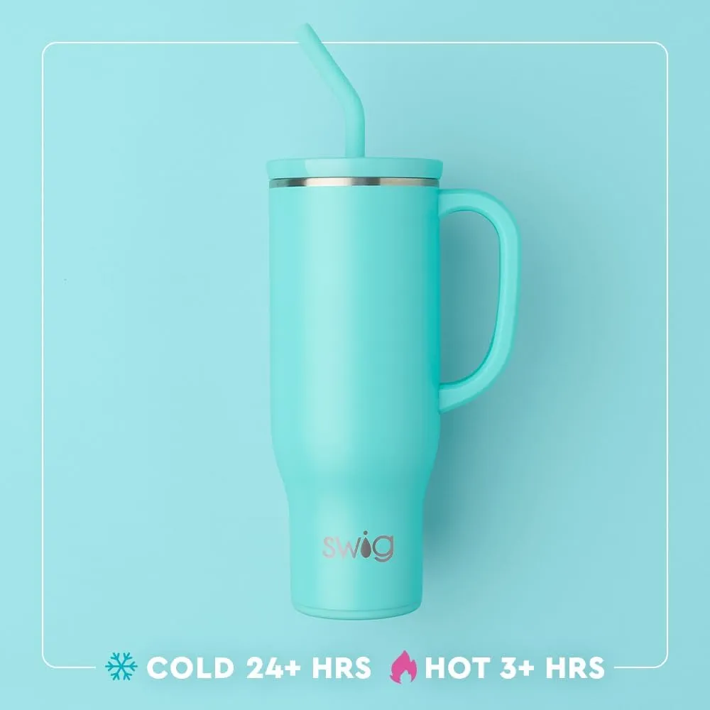 Swig Life 30oz Mega Mug, 30 oz Tumbler with Handle and Straw, Cup Holder Friendly, Dishwasher Safe, Extra Large Insulated Tumbler, Stainless Steel Checkered Water Bottle (Check Mate)