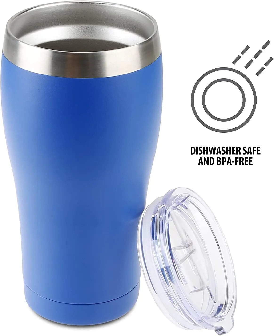TAHOE TRAILS 20 oz Insulated Stainless Steel Tumbler with Slider Lid, Vacuum Insulated Double Wall Coffee Travel Mug Cup, Great for Cold or Hot Drinks, Deep Blue