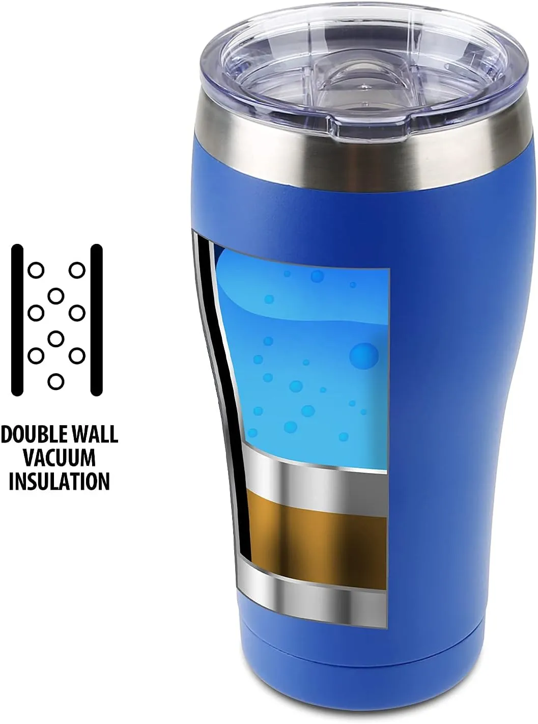 TAHOE TRAILS 20 oz Insulated Stainless Steel Tumbler with Slider Lid, Vacuum Insulated Double Wall Coffee Travel Mug Cup, Great for Cold or Hot Drinks, Deep Blue