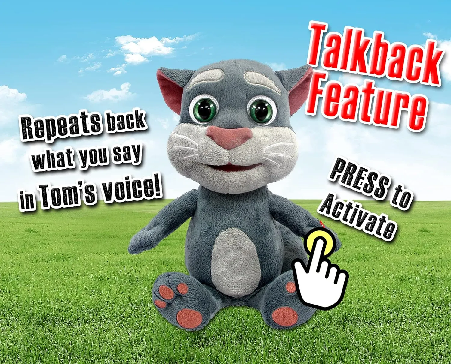 Talking Tom & Friends, My Talking Tom 12 Inch Plush Toy with Interactive Features, Talkback Talking Friends Stuffed Cuddly Plush Toy 12"