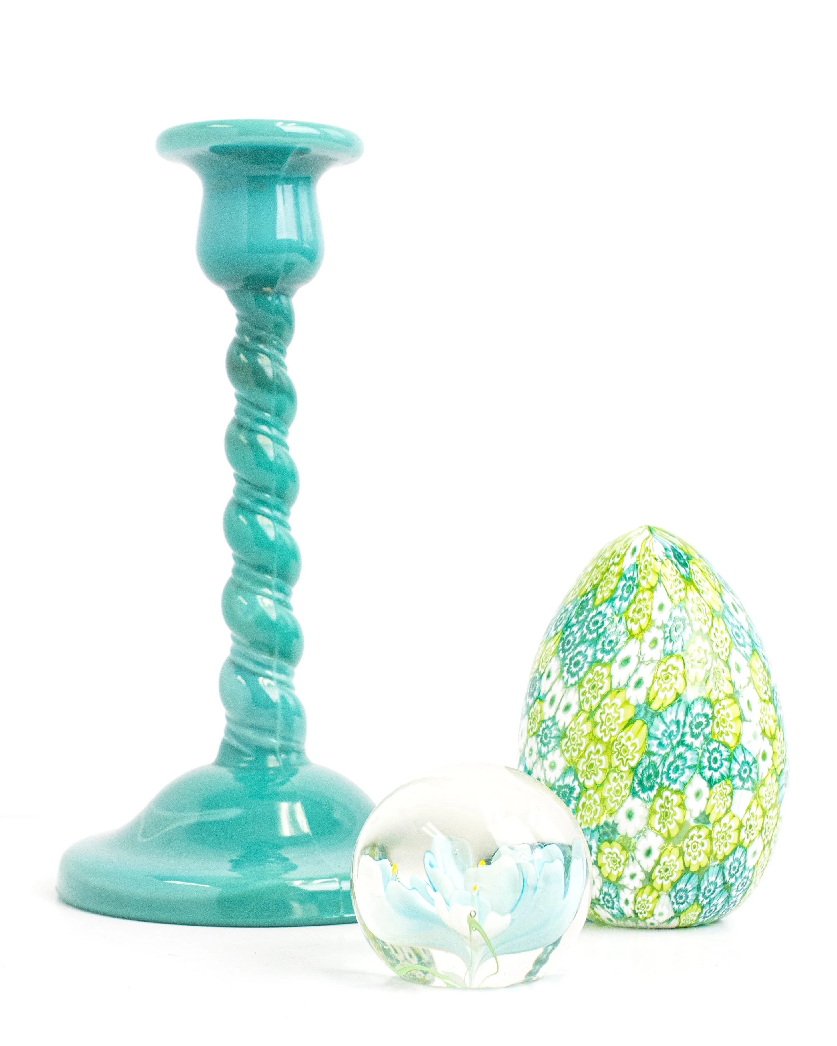 Teal Glass Candlesticks