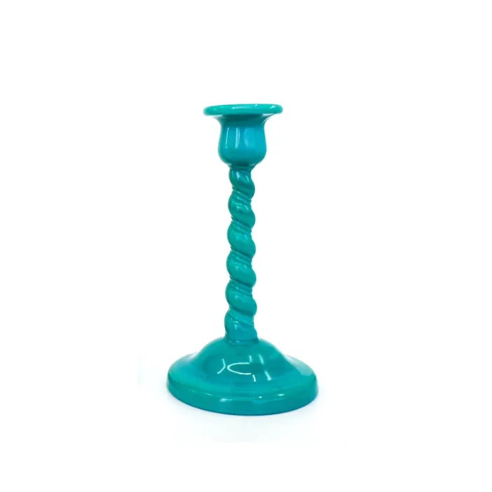 Teal Glass Candlesticks