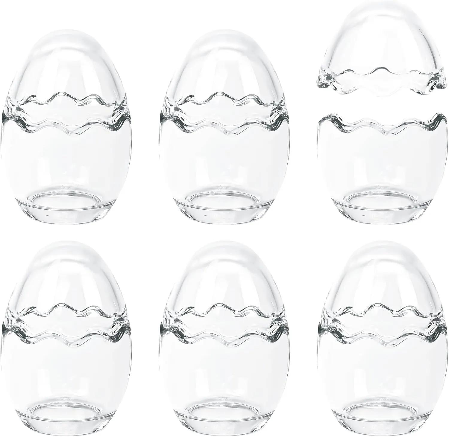 Tealight Candle Holder, Egg Shape Votive Candle Holders Set of 6 Thick Small Glass Candle Holders for Table, Clear Crystal Candle Jars for Easter Valentines Day Decor, DIY Aromatherapy Candles