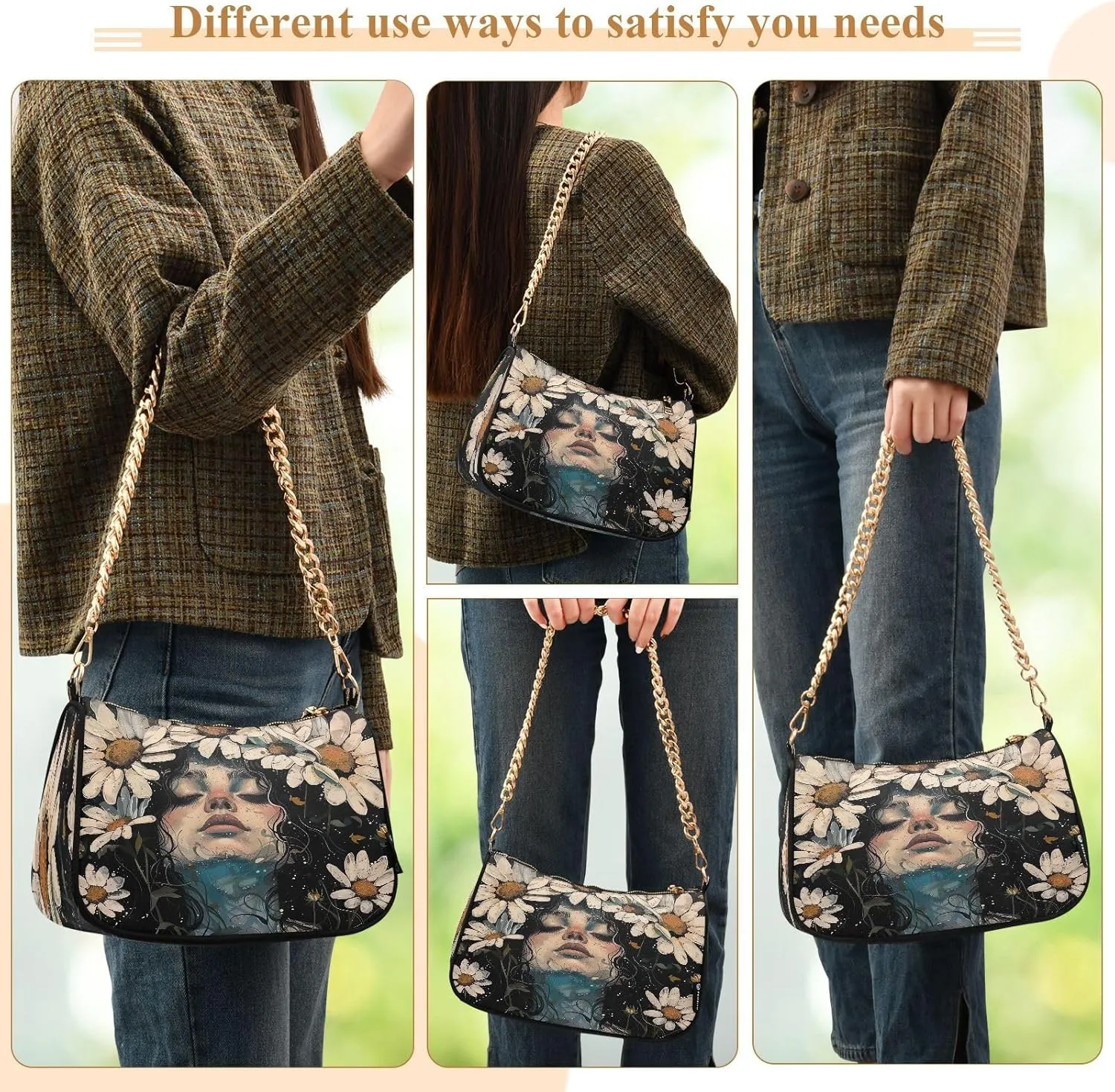 Teddy Bear Riding Bike Cute Clutch Purses for Women, Crossbody Travel Bags for Women
