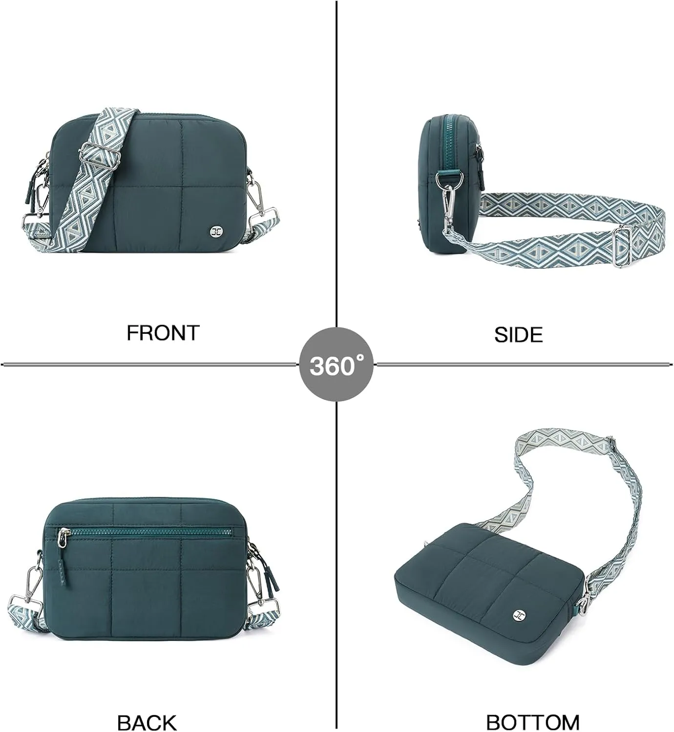 Telena Crossbody Bags for Women Cross Body Purse with Guitar Strap Lightweight Puffer Shoulder Bag for Travel