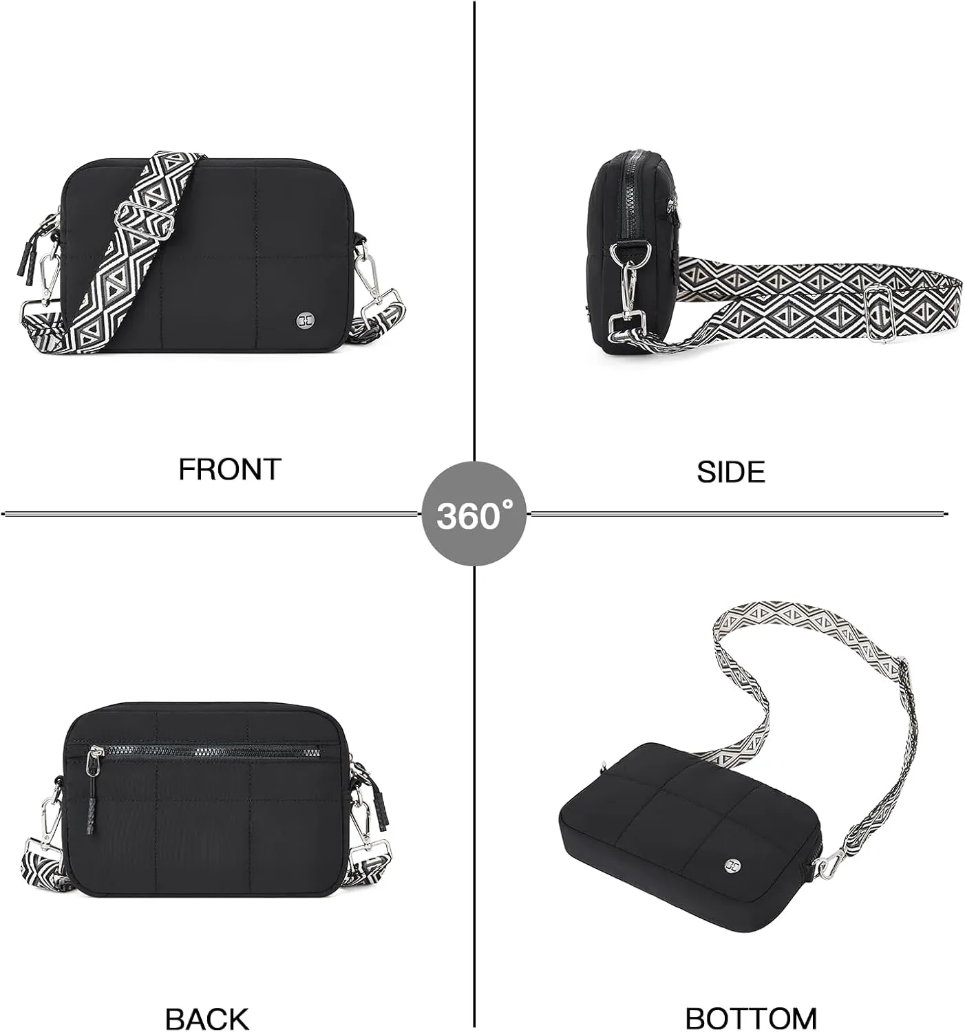 Telena Crossbody Bags for Women Cross Body Purse with Guitar Strap Lightweight Puffer Shoulder Bag for Travel