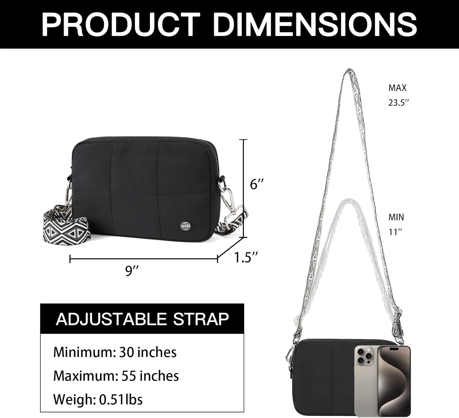 Telena Crossbody Bags for Women Cross Body Purse with Guitar Strap Lightweight Puffer Shoulder Bag for Travel