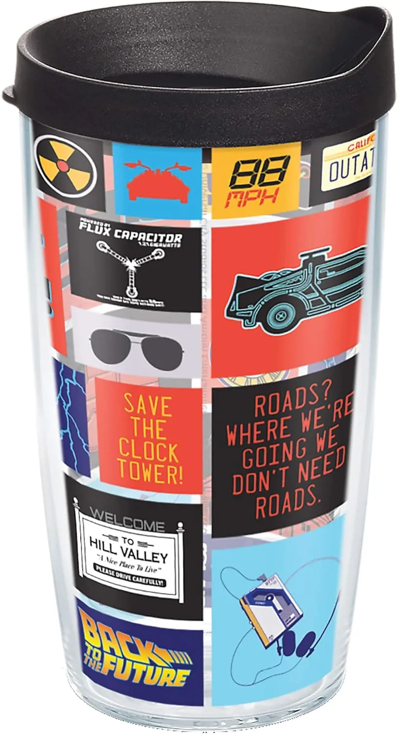 Tervis Back to the Future Made in USA Double Walled Insulated Tumbler Travel Cup Keeps Drinks Cold & Hot, 16oz, Classic