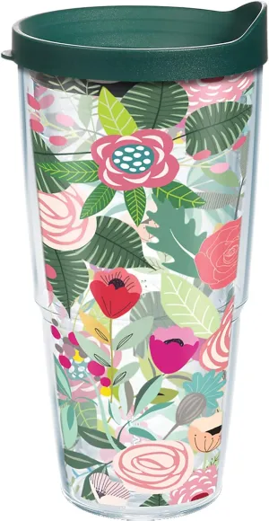 Tervis Brilliant Bliss Collection Made in USA Double Walled Insulated Tumbler Travel Cup Keeps Drinks Cold & Hot, 24oz Classic, Budding Bliss