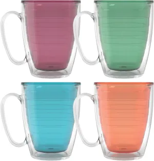 Tervis Clear & Colorful Tabletop - Bright Colors Mug Collection Made in USA Double Walled Insulated Tumbler Travel Cup Keeps Drinks Cold & Hot, 16oz Mug - 4pk, Assorted