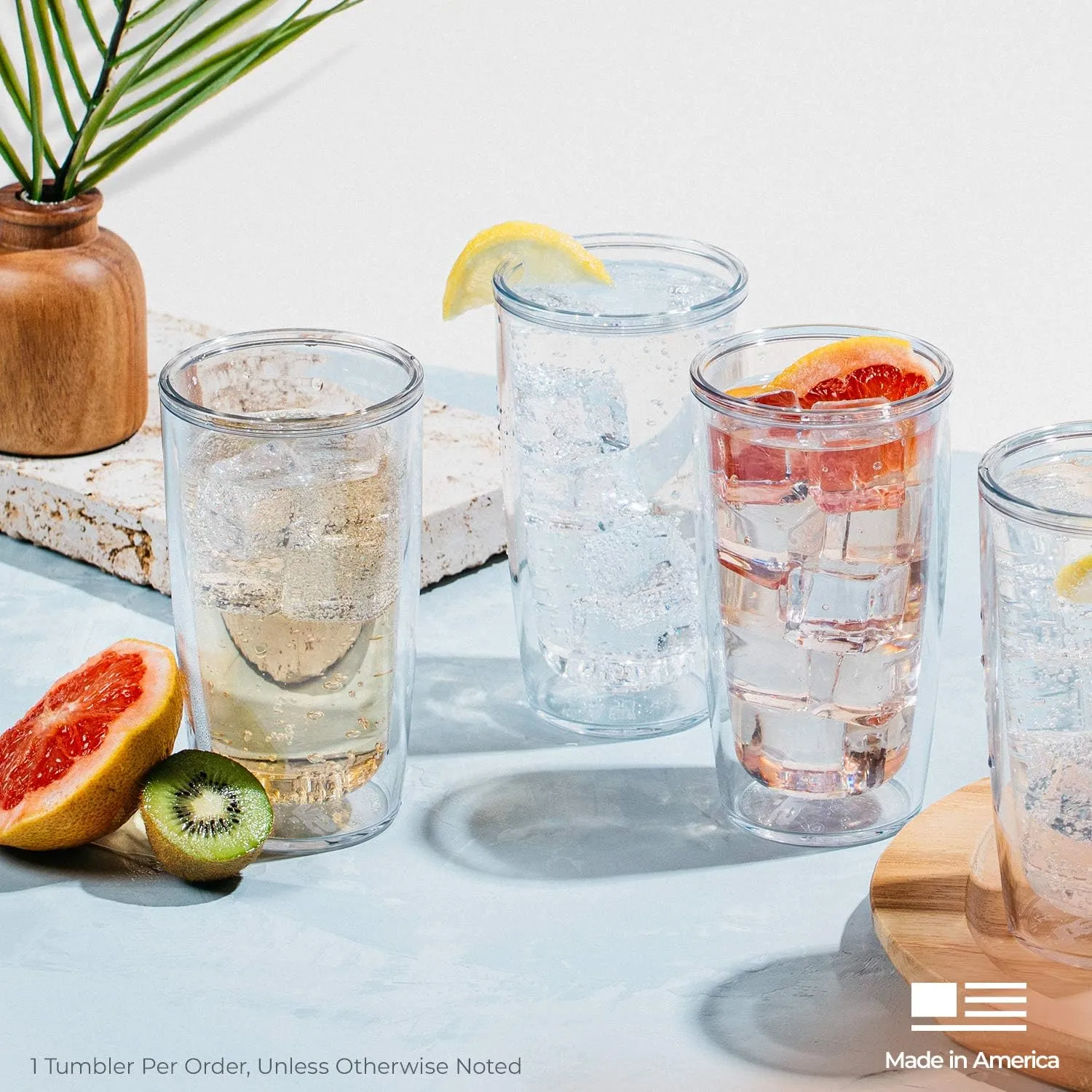 Tervis Crystal Clear Tabletop Made in USA Double Walled Insulated Tumbler Travel Cup Keeps Drinks Cold & Hot, 16oz - 4pk, Classic