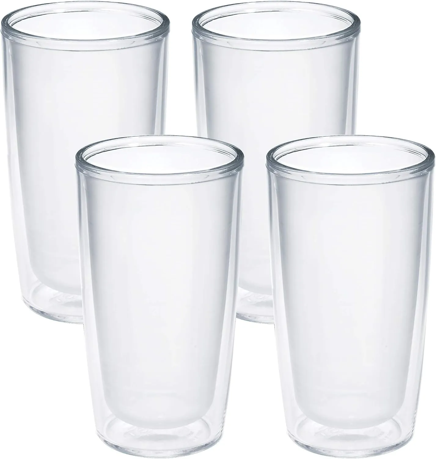 Tervis Crystal Clear Tabletop Made in USA Double Walled Insulated Tumbler Travel Cup Keeps Drinks Cold & Hot, 16oz - 4pk, Classic