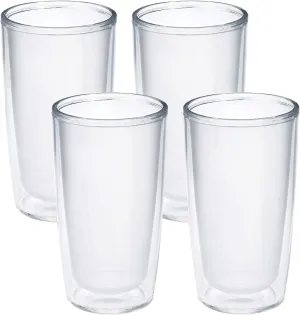 Tervis Crystal Clear Tabletop Made in USA Double Walled Insulated Tumbler Travel Cup Keeps Drinks Cold & Hot, 16oz - 4pk, Classic