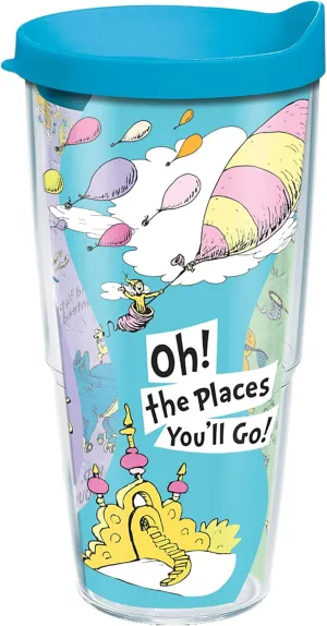 Tervis Dr. Seuss - Oh the Places You'll Go Quote Made in USA Double Walled Insulated Tumbler Travel Cup Keeps Drinks Cold & Hot, 24oz, Classic