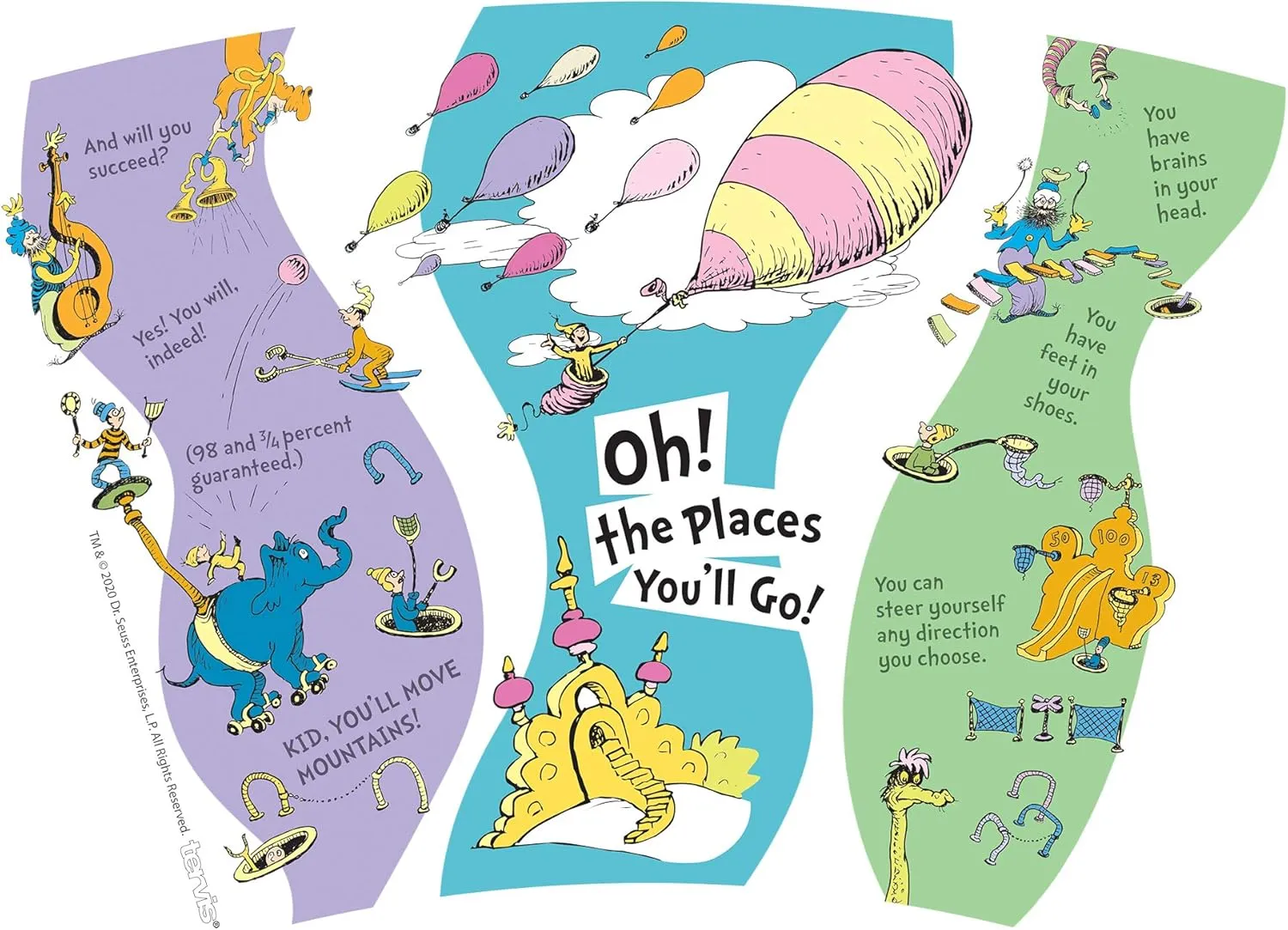 Tervis Dr. Seuss - Oh the Places You'll Go Quote Made in USA Double Walled Insulated Tumbler Travel Cup Keeps Drinks Cold & Hot, 24oz, Classic