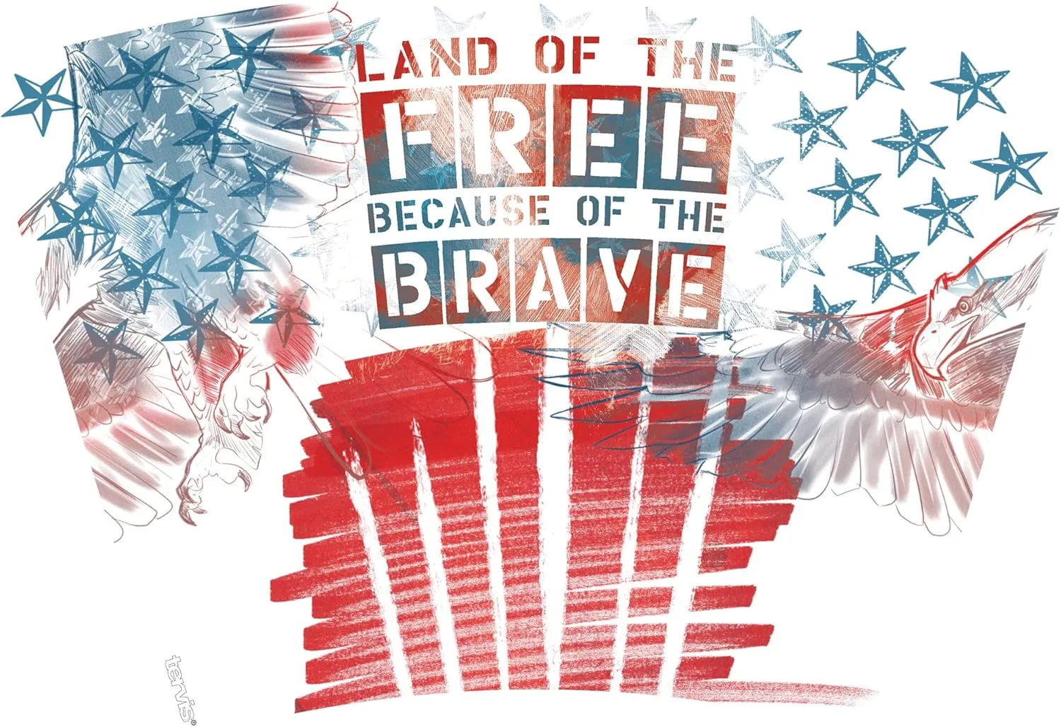 Tervis Home of the Free Because of the Brave Eagle Made in USA Double Walled Insulated Tumbler Travel Cup Keeps Drinks Cold & Hot, 24oz, Classic