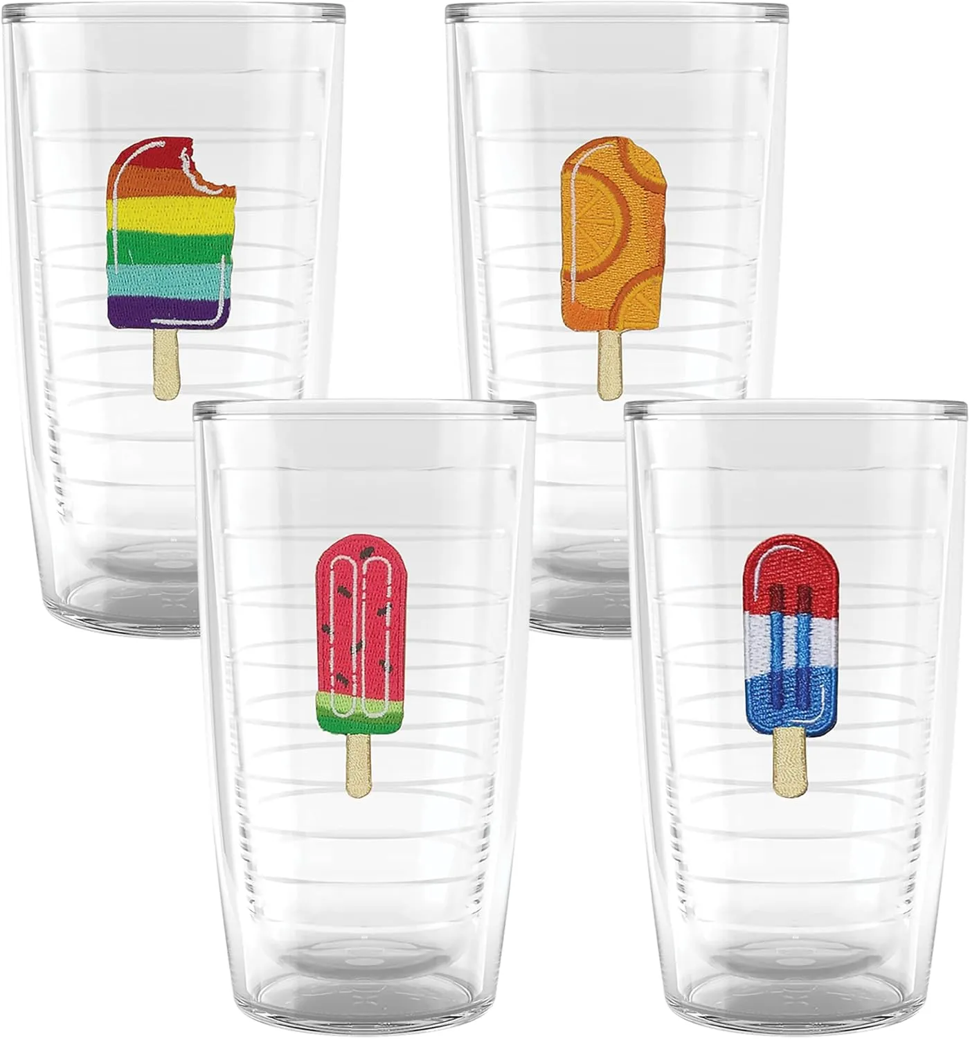 Tervis Ice Popsicle Collection Made in USA Double Walled Insulated Tumbler Cup Keeps Drinks Cold & Hot, 16oz 4pk, Assorted - No Lid