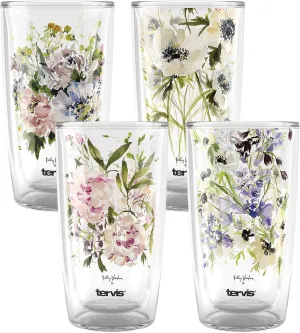 Tervis Kelly Ventura Floral Vista Collection Made in USA Double Walled Insulated Tumbler Travel Cup Keeps Drinks Cold & Hot, 16oz - 4pk, Assorted