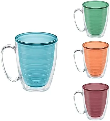Tervis Made in USA Double Walled Clear & Colorful Tabletop Insulated Tumbler Assorted 16oz Mug 4pk