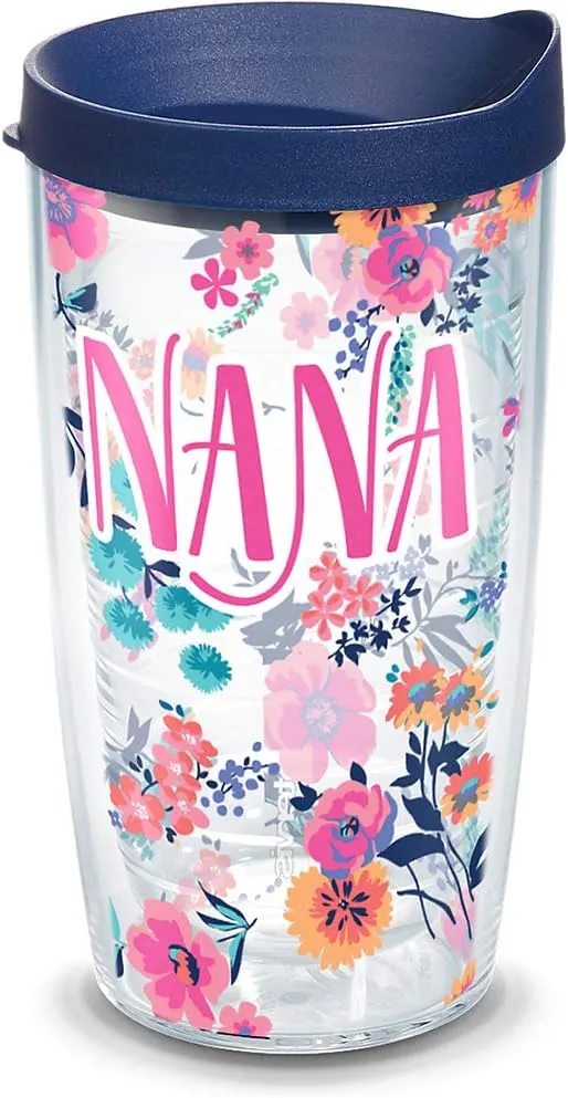 Tervis Made in USA Double Walled Dainty Floral Mother's Day Insulated Tumbler Cup Keeps Drinks Cold & Hot, 16oz, Nana