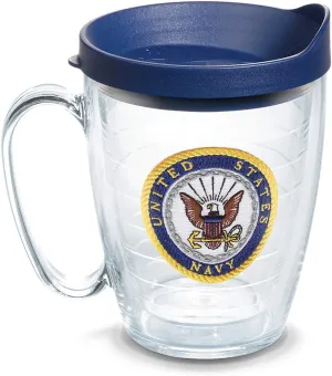 Tervis Navy Logo Made in USA Double Walled Insulated Tumbler Travel Cup Keeps Drinks Cold & Hot, 16oz Mug, Classic