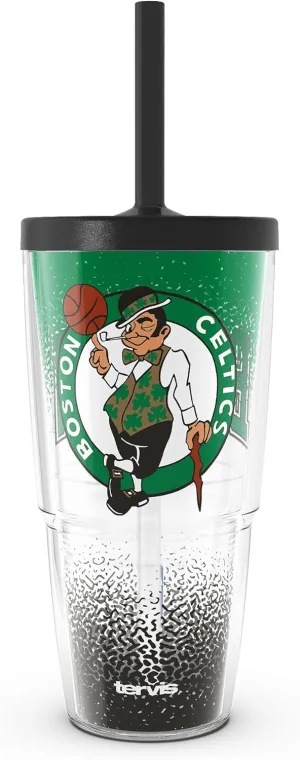 Tervis NBA Boston Celtics - Defend Made in USA Double Walled Insulated Tumbler Travel Cup Keeps Drinks Cold & Hot, 24oz with Straw Lid, Classic