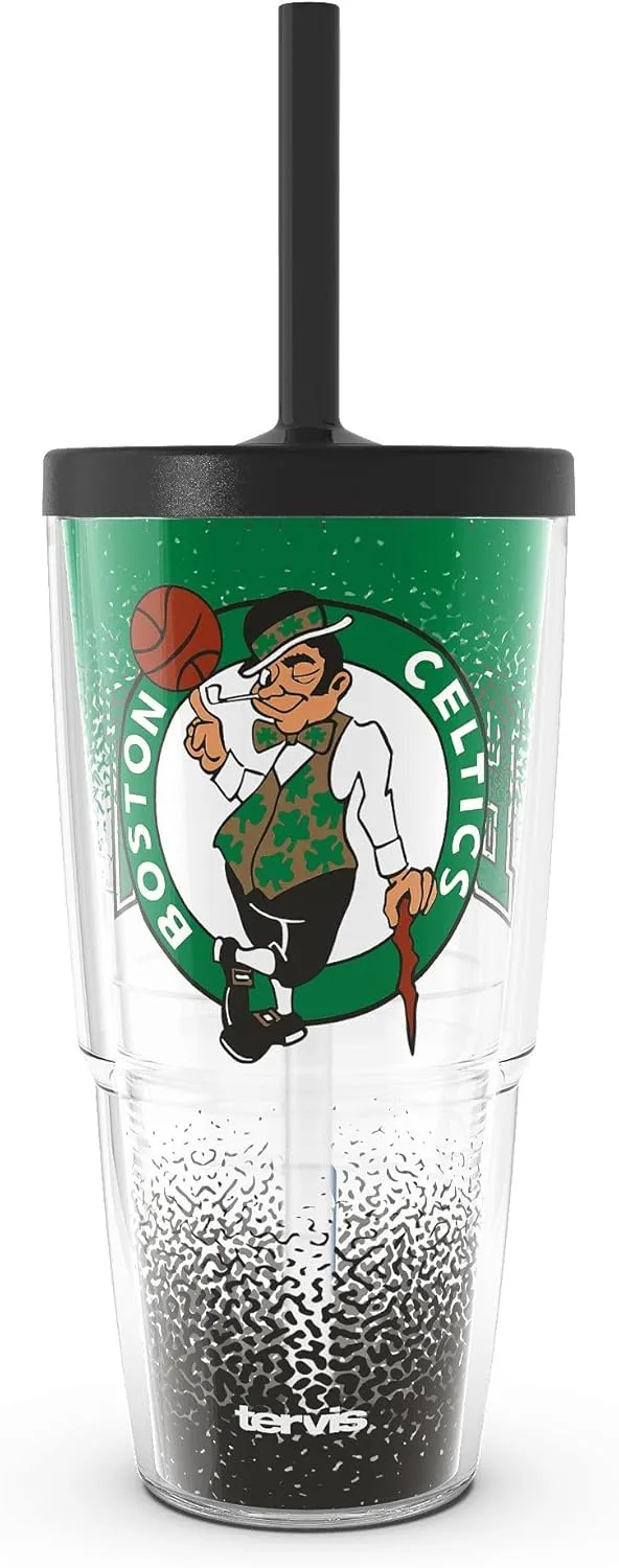 Tervis NBA Boston Celtics - Defend Made in USA Double Walled Insulated Tumbler Travel Cup Keeps Drinks Cold & Hot, 24oz with Straw Lid, Classic