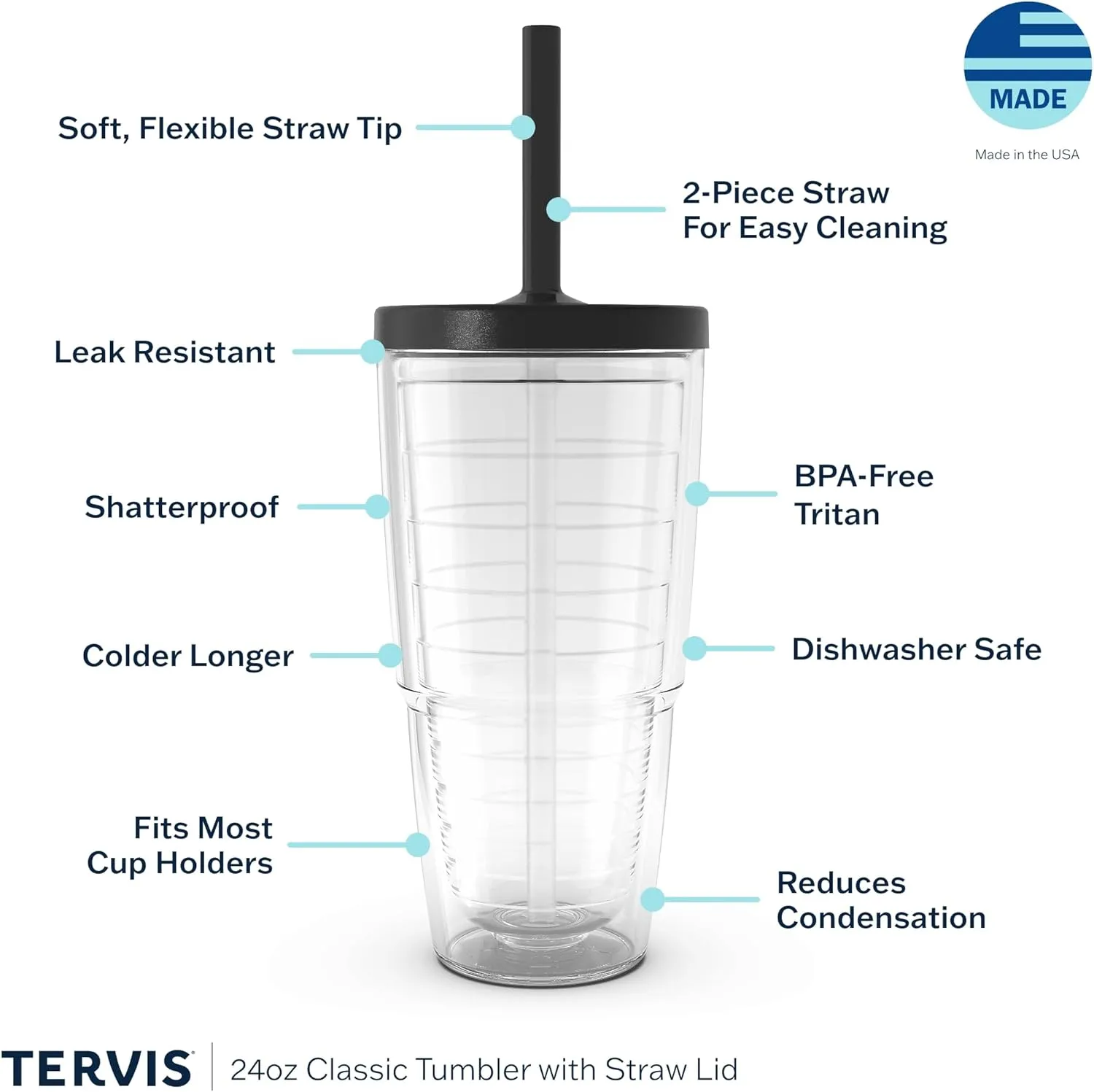 Tervis NHL Philadelphia Flyers - Shatter Made in USA Double Walled Insulated Tumbler Travel Cup Keeps Drinks Cold & Hot, 24oz with Straw Lid, Classic