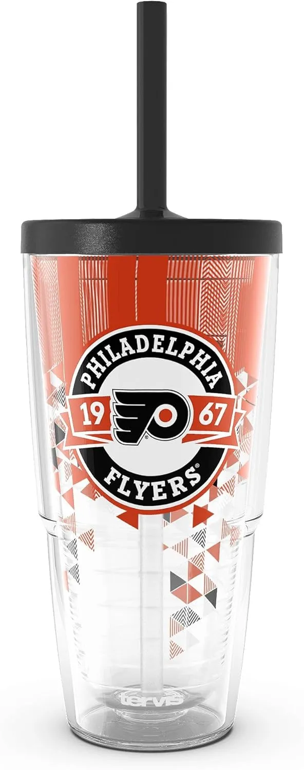 Tervis NHL Philadelphia Flyers - Shatter Made in USA Double Walled Insulated Tumbler Travel Cup Keeps Drinks Cold & Hot, 24oz with Straw Lid, Classic