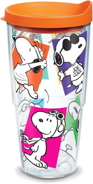 Tervis Peanuts Multi-Snoopy Made in USA Double Walled Insulated Tumbler Cup Keeps Drinks Cold & Hot, 24oz, Clear