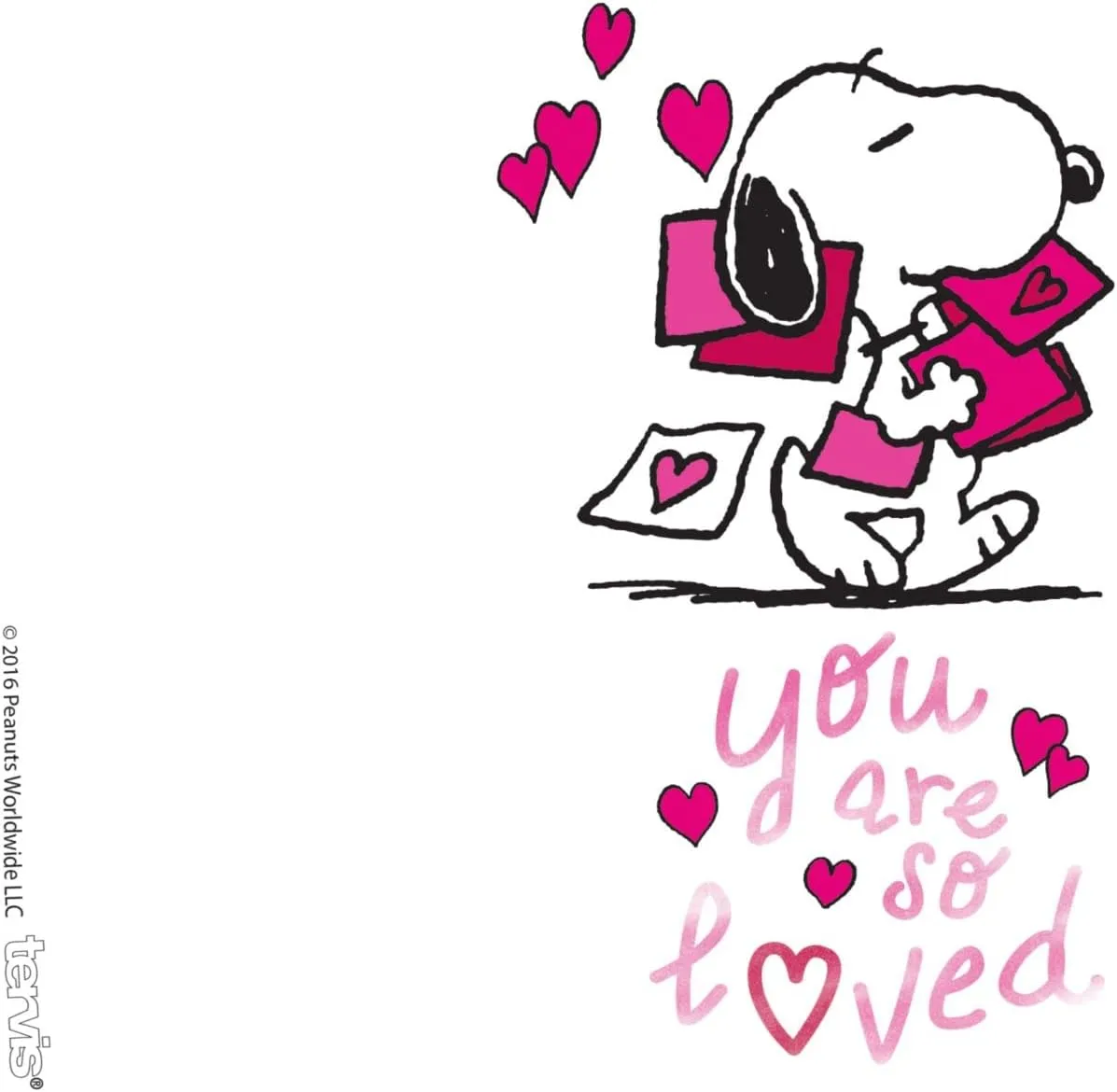 Tervis Peanuts Snoopy Valentine's Day You Are So Loved Made in USA Double Walled Insulated Tumbler Travel Cup Keeps Drinks Cold & Hot, 16oz, Classic