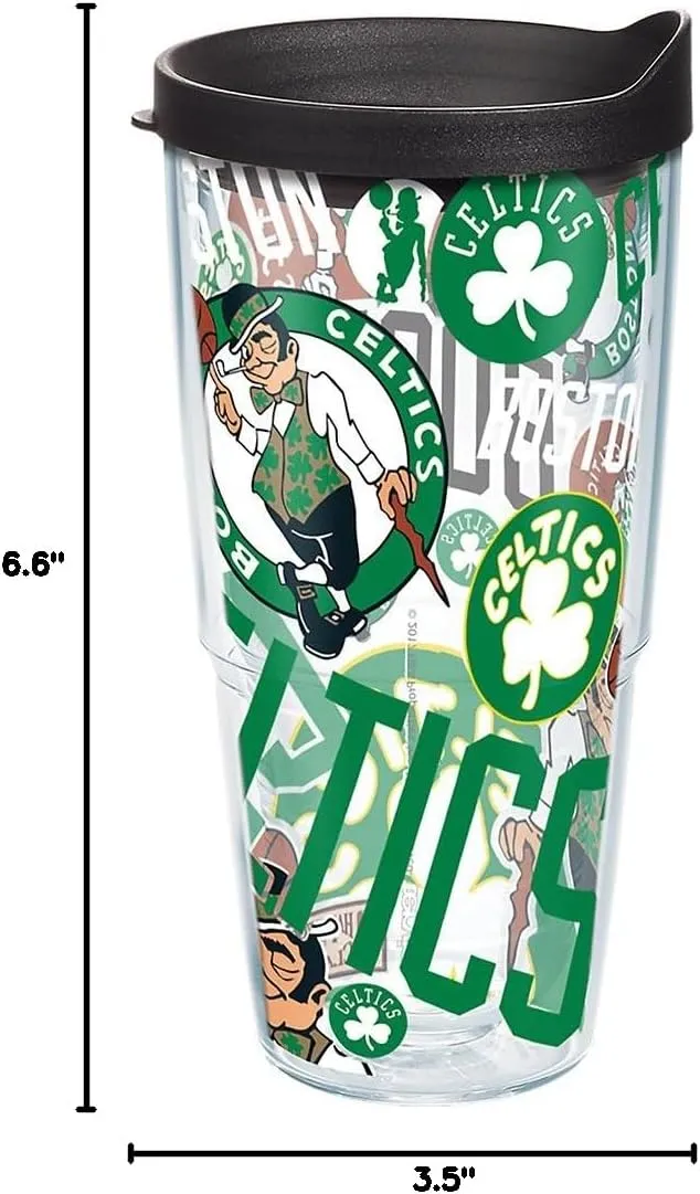 Tervis Plastic Made in USA Double Walled NBA Boston Celtics Insulated Tumbler Cup Keeps Drinks Cold & Hot, 16oz, All Over