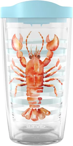 Tervis Sara Berrenson - Atlantica Collection Made in USA Double Walled Insulated Tumbler Travel Cup Keeps Drinks Cold & Hot, 16oz, Lobster