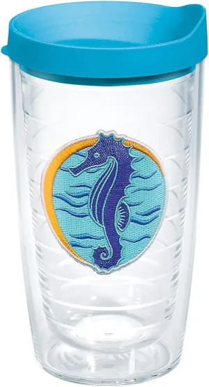Tervis Seahorse Wave Recycled Made in USA Double Walled Insulated Tumbler Travel Cup Keeps Drinks Cold & Hot, 16oz, Seahorse Wave