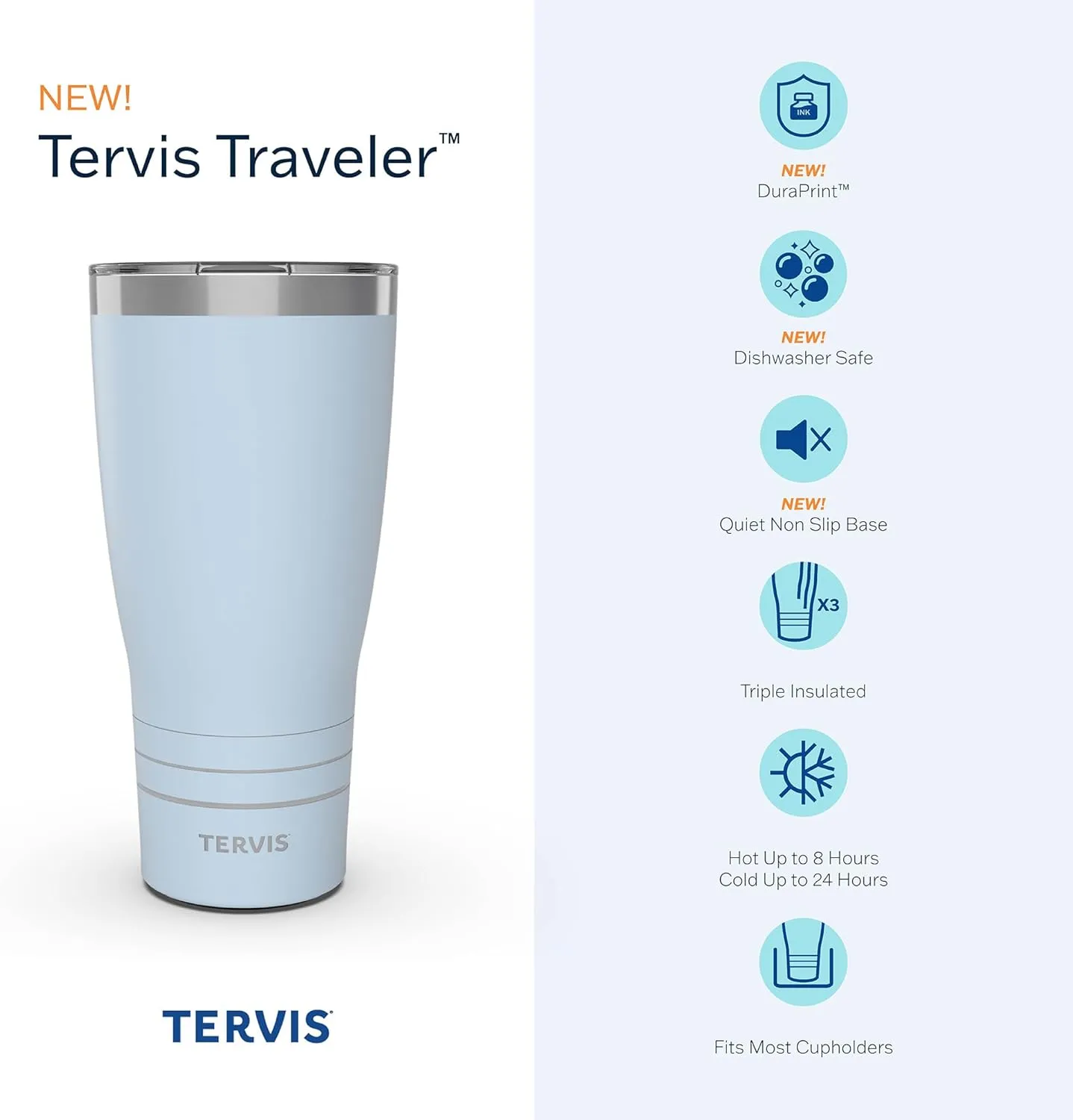 Tervis Traveler Blue Raspberry Ombre Triple Walled Insulated Tumbler Travel Cup Keeps Drinks Cold & Hot, 30oz, Stainless Steel