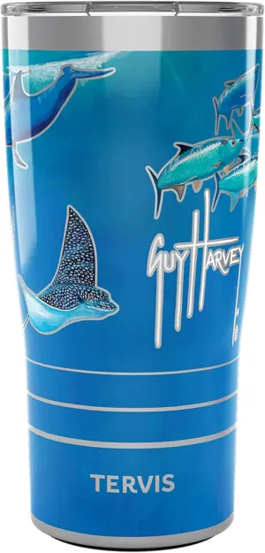 Tervis Traveler Guy Harvey Ocean Scene Triple Walled Insulated Tumbler Travel Cup Keeps Drinks Cold & Hot, 20oz, Stainless Steel