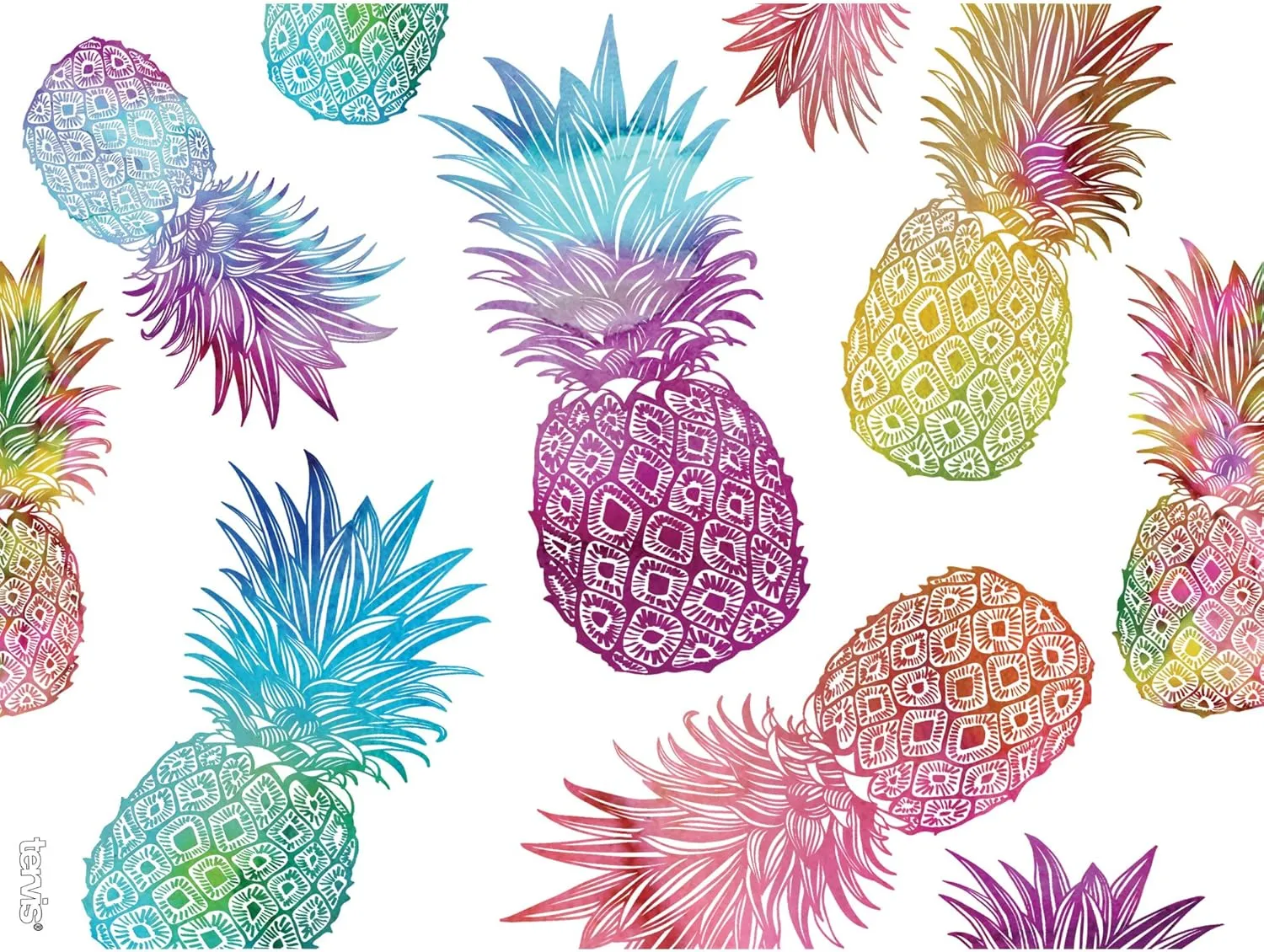 Tervis Watercolor Pineapples Made in USA Double Walled Insulated Tumbler Travel Cup Keeps Drinks Cold & Hot, 24oz, Classic