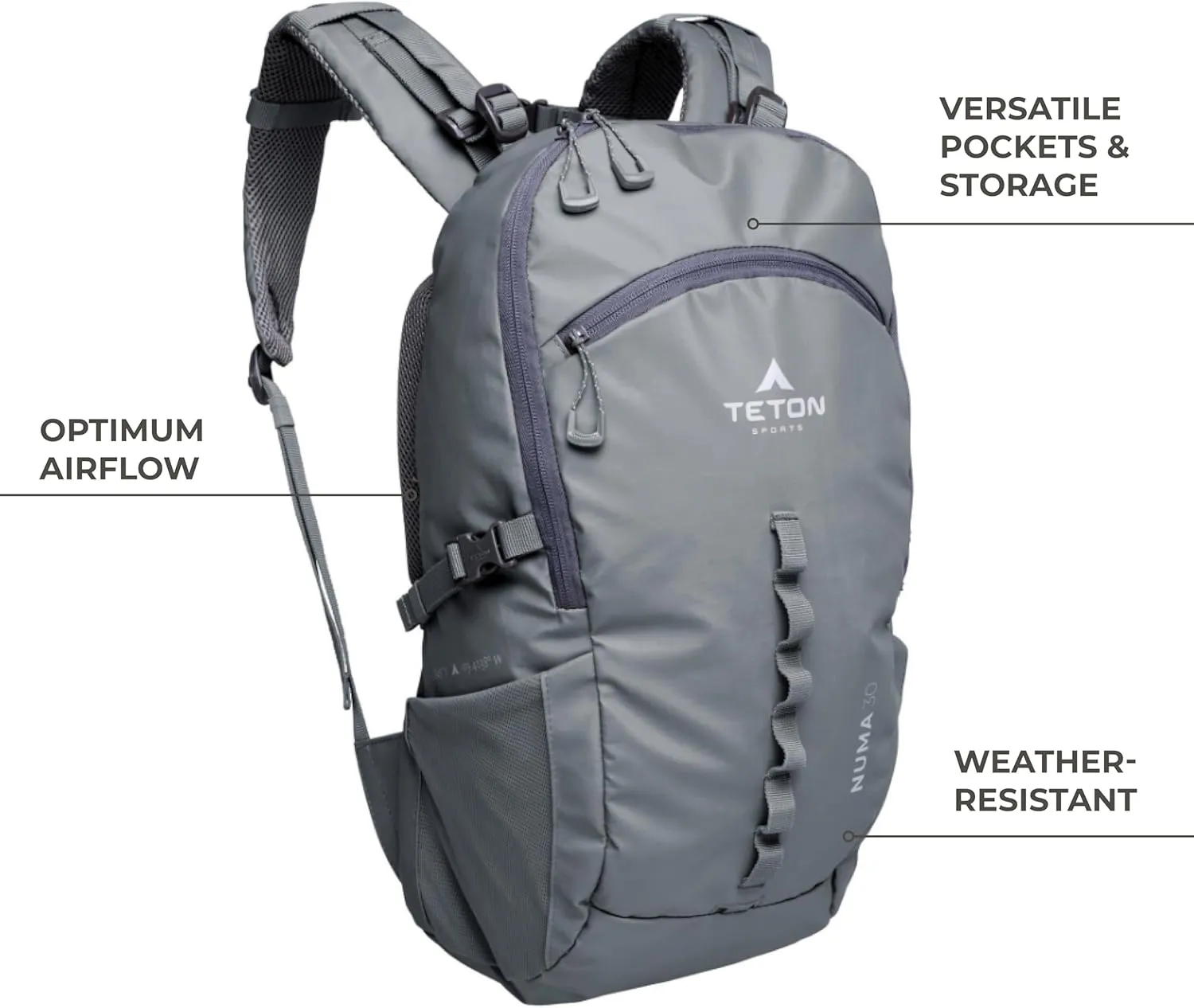 Teton 45L Numa backpack, durable and ready for hiking, camping or backpacking. Perfect lightweight travel bag with more room than you think, Alpine