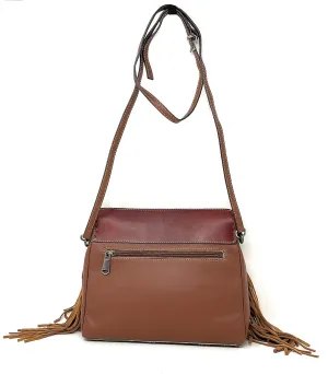 Texas West Handcrafted Genuine Leather Western Cowhide Womens Fringe Clutch Crossbody Bag in 3 Colors