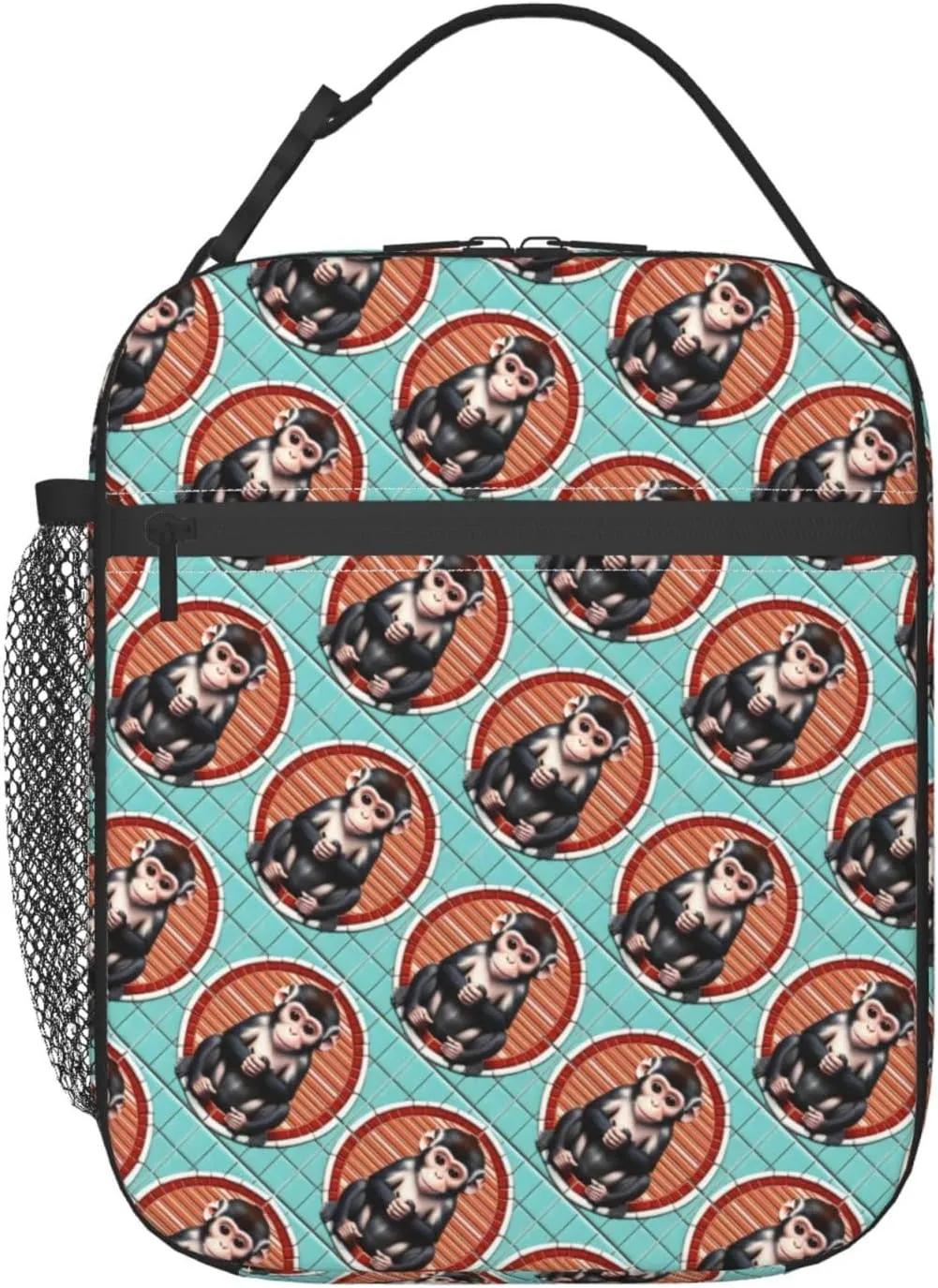 The silent monkey Insulated Lunch Bags for Men and Women - Reusable Lunch Box for Office, Picnic, Hiking, Beach - Leakproof Cooler Tote Storage Bag for Adults - Black.