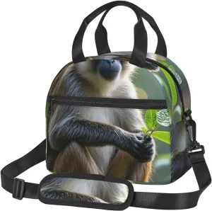 The silent monkey Lunch Bag for Women Men Lunch Box with Front Pocket Insulated Lunch Tote Bag for Office Work